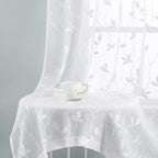 HOMEIDEAS White Sheer Curtains 52 X 63 Inches Length 2 Panels Embroidered Vine - Image 7