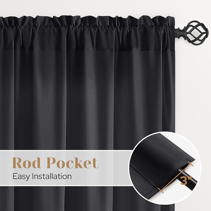 HOMEIDEAS Halloween Non-See-Through Black Privacy Sheer Curtains, 52 X 84 - Image 6