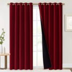 NICETOWN 100% Blackout Window Curtain Panels, Burgundy Red, Cold and Full Light - Image 2