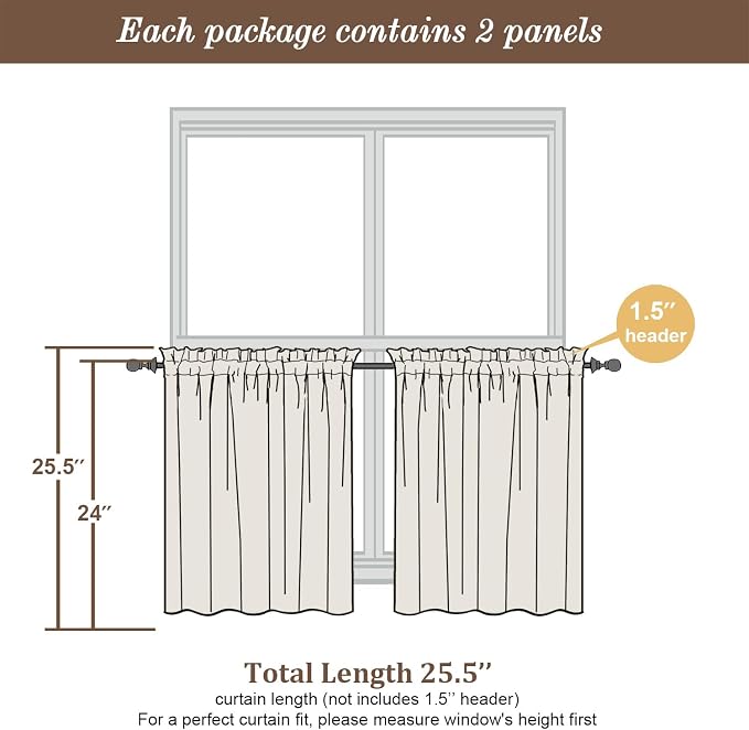 Chyhomenyc Sheer Hunter Green Kitchen Tier Curtains 24 Inch Length Set - Image 4