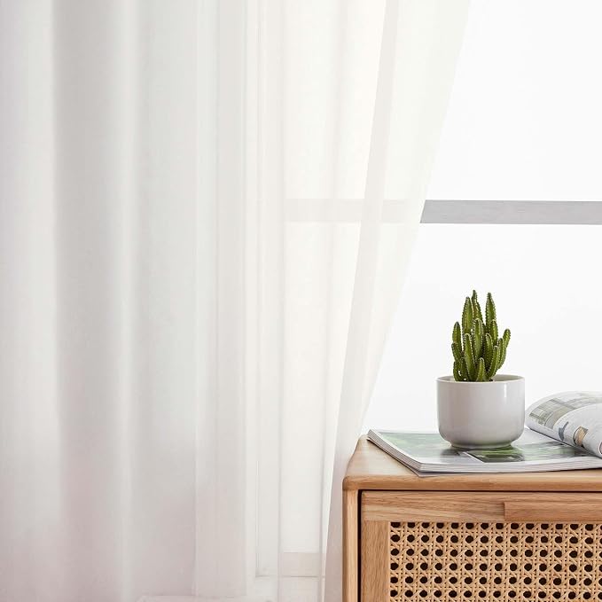 Ivory Valances for Windows, Ivory Sheer Curtains 14 Inch Length 2 Pack Kitchen - Image 7