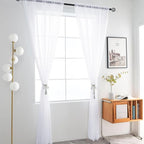 youleyar Sheer Rod Pocket Curtain Voile Draperies 2 Panels White Beige Black - Image 2