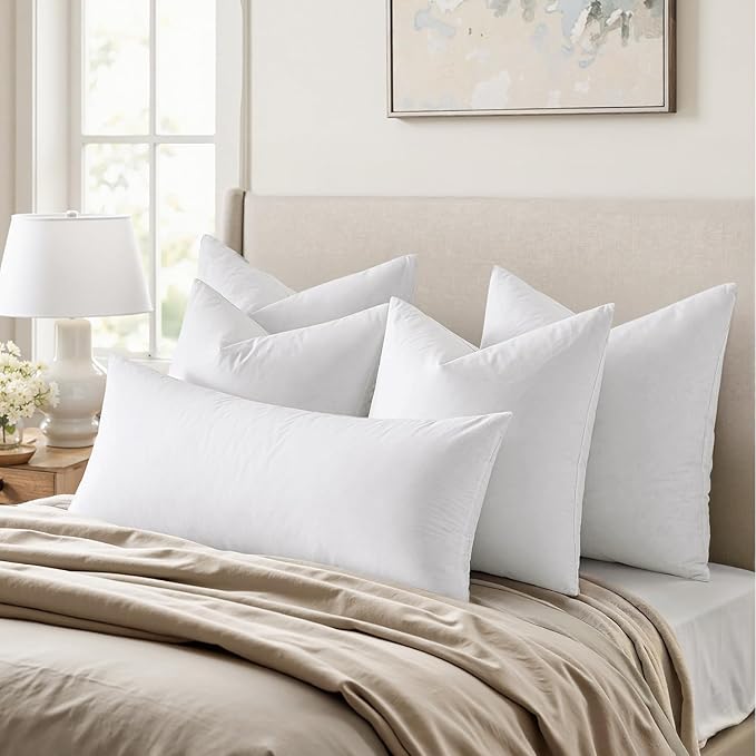MIULEE Feather Pillow Insert 28x28, Decorative Down Feather Fluffy Throw Pillow - Image 3