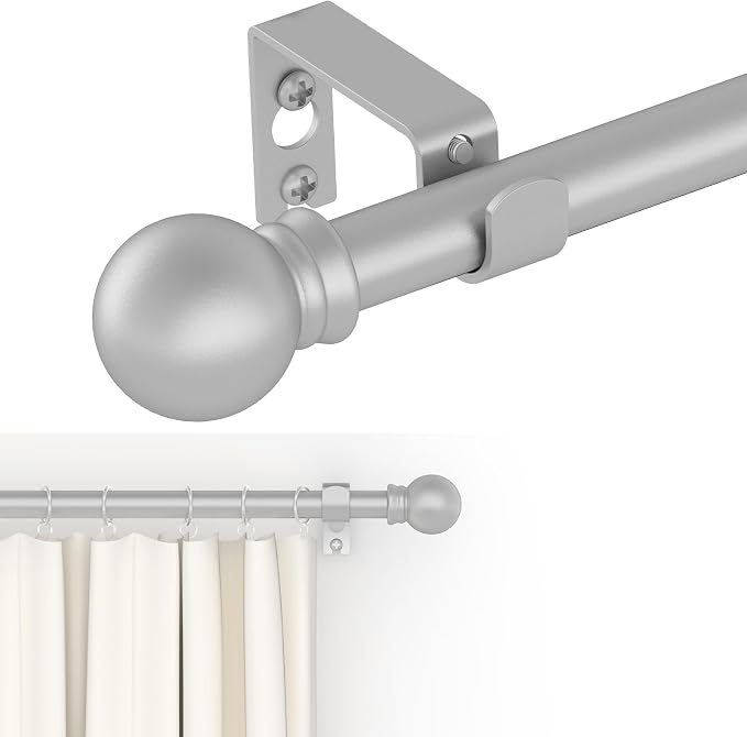 GXOACKJ Curtain Rods for windows 66-120 inch, 5/8 inch Decorative Silver by GXOACKJ
