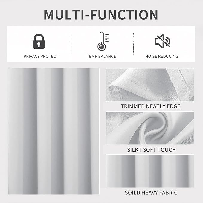 Joydeco White Curtains 72 Inches Long 2 Panels Set, Thermal Insulated Long - Image 3