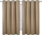 LEMOMO Blackout Curtains 66 x 54 Inch Long Natural Curtains Set of 2 Panels - Image 2