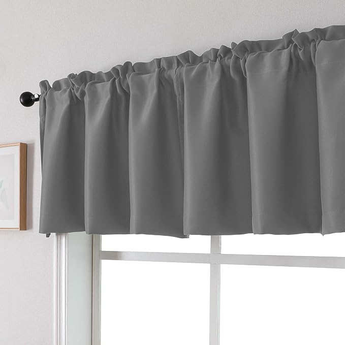 Chyhomenyc Light Grey Valances for Window, Room Darkening Short Curtains for - Image 8