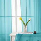 Lecloud Aqua Sheer Curtains for Living Room 96 Inches Long 2 Pcs, Dual Rod - Image 7