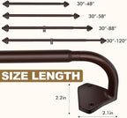 GXOACKJ Brown Curtain Rods for Windows 66 to 120 inch, 5/8 inch Adjustable Wrap - Image 4
