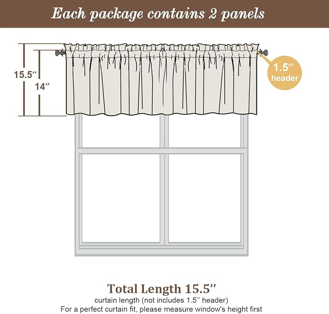 Chyhomenyc Light Grey Valances for Window, Room Darkening Short Curtains for - Image 3