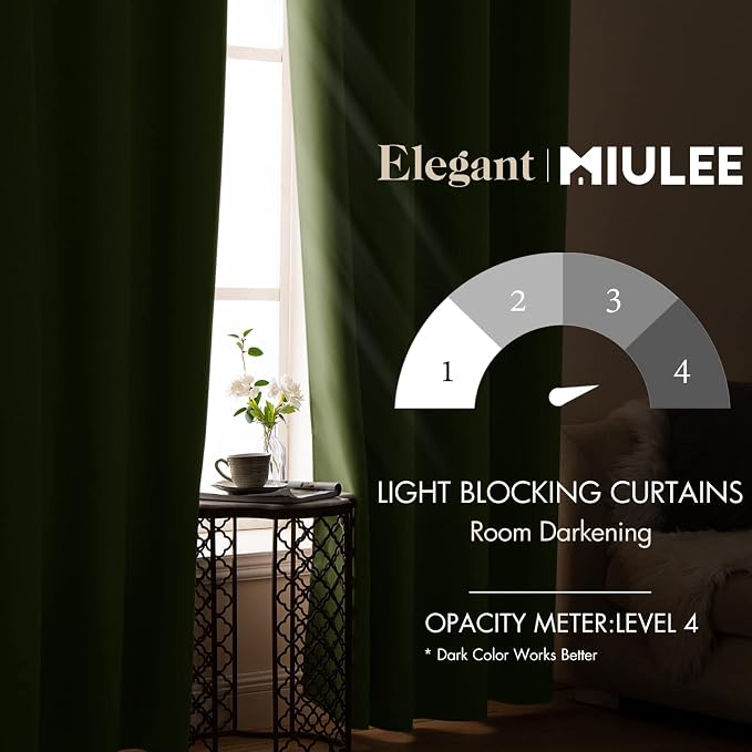 MIULEE Room Darkening Curtains Thermal Insulated Black Out Drapes Solid Window - Image 2