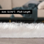Goolela Faux Sheepskin Fur Rug 4x6 Fluffy Fuzzy Furry Carpet White - Image 3