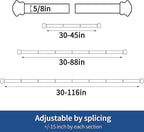 Curtain Rods 2 Pack 5/8 inch Black Curtain Rods - Image 2