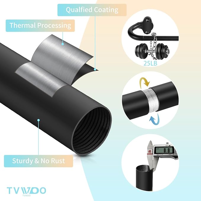 TVWOO 2 Pack Wrap Around Curtain Rods, 5/8 Inch Adjustable Blackout Curtain Rod - Image 4