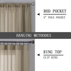 Tollpiz Sheer Curtain Linen Textured Bedroom Curtains Sheer Light Filtering Rod - Image 5
