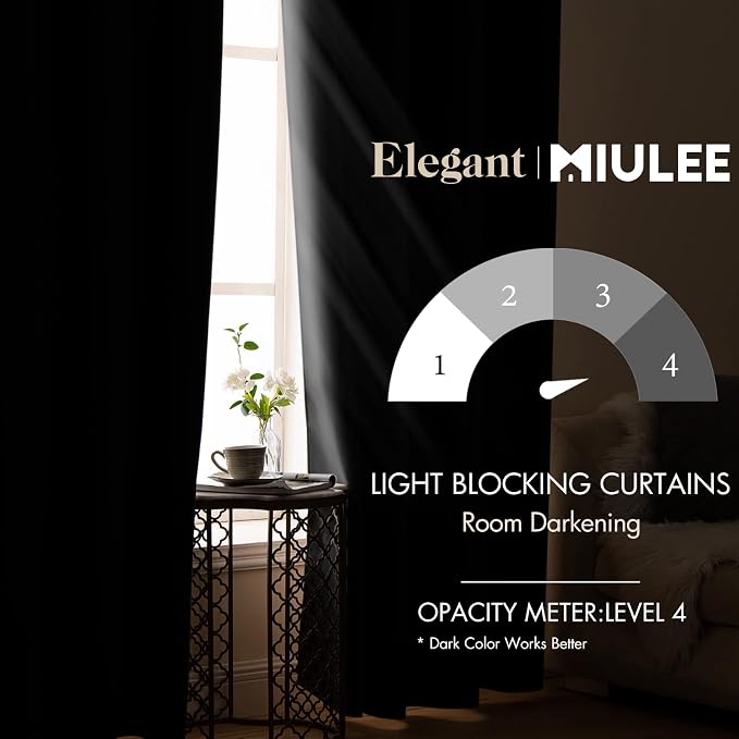 MIULEE Blackout Curtains Room Darkening Thermal Insulated Drapes Solid Window - Image 2