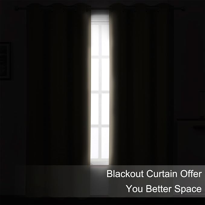 LEMOMO Khaki Thermal Blackout Curtains/52 x 95 Inch/Set of 2 Panels Room - Image 3