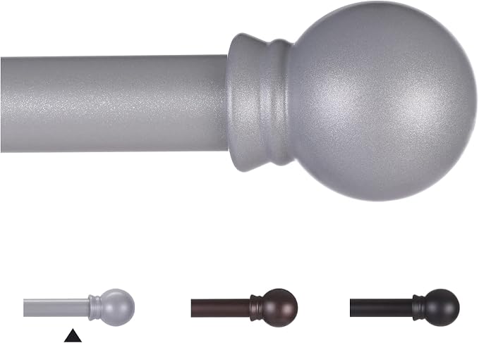 Thestoa Curtain Rods for Windows 30-46 inch, 5/8" Brushed Nickel Curtain Rod by Thestoa