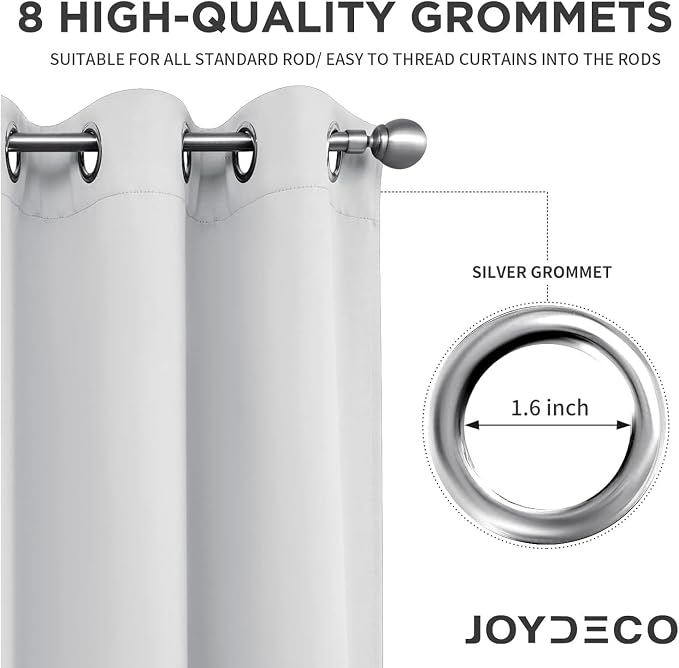 Joydeco White Curtains 72 Inches Long 2 Panels Set, Thermal Insulated Long - Image 4