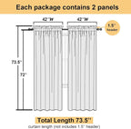 Lecloud Denim Blue Sheer Curtains 72 Inches Long 2 Panels, Rod Pocket Light - Image 3