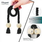 4 Pack Magnetic Curtain Tiebacks Cotton Hand Woven Tie Back Decorative Rope - Image 2