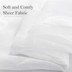 HOMEIDEAS White Sheer Curtains 52 X 63 Inches Length 2 Panels Embroidered Leaf - Image 6