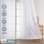 Extra Wide Sheer White Curtains 84 Inches Long 2 Panels, Soft Airy Transparent - Image 5