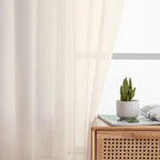 Cream Sheer Curtain for Bedroom Living Room 78 Inches Long 2 Panels Set - Image 6