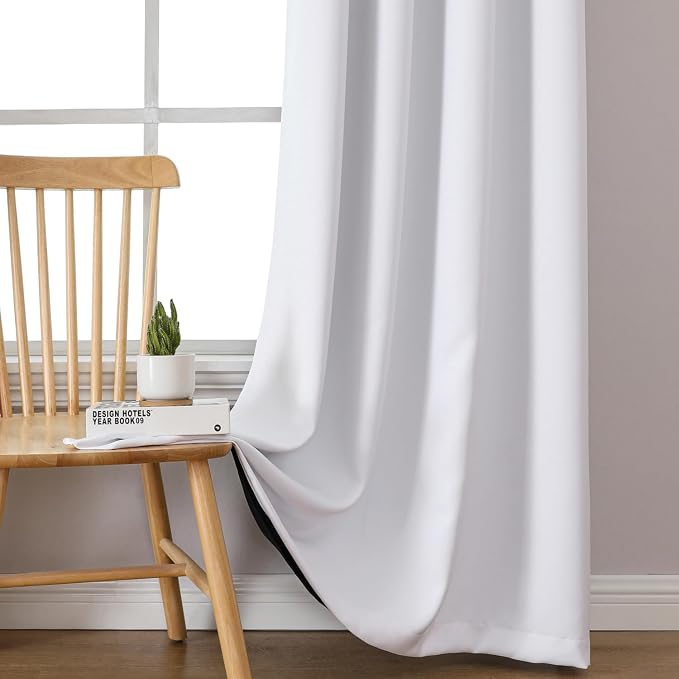 ChrisDowa White 100% Blackout Curtains 102 inch Long - Image 7