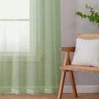 Light Green Sheer Curtains for Bedroom Living Room 54 Inch Length 2 Panels Set - Image 9