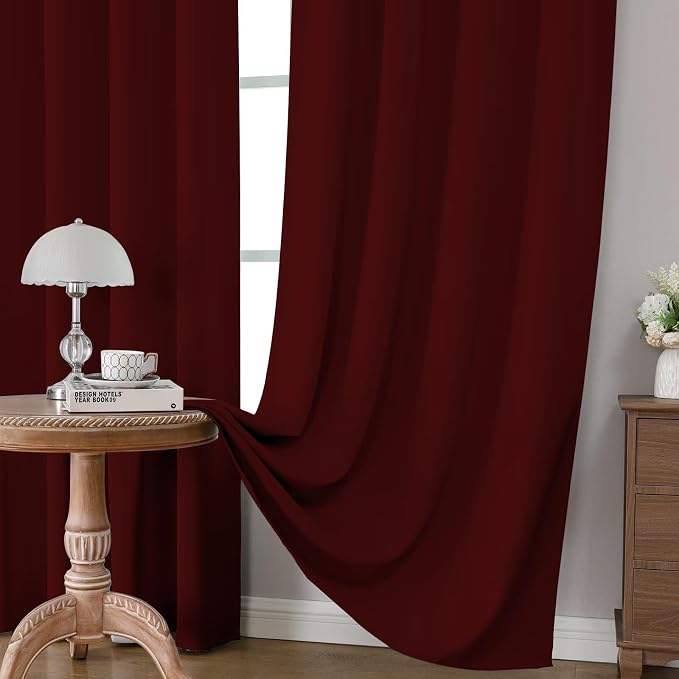CUCRAF Burgundy Red Blackout Curtains 96 inch Length 2 Panels Set, Rod Pocket - Image 5