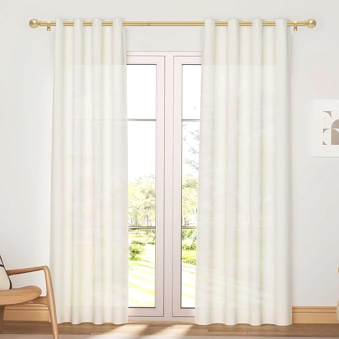 Gold Curtain Rod for Windows 30 to 60 Inch, 5/8 Inch Diameter Adjustable - Image 2