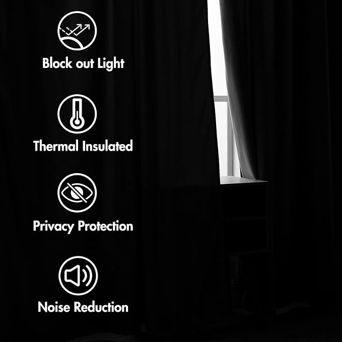 MIULEE Black Velvet Curtains 96 inches 2 Panels - Image 5