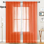 SpaceDresser Burnt Orange Sheer Curtains 4 Panels Rod Pocket Semi-Sheer Curtain - Image 2