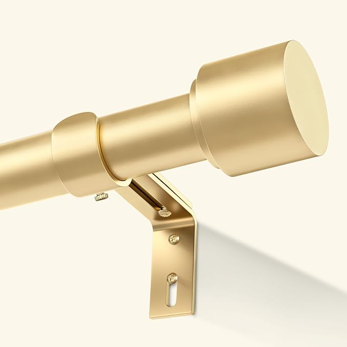 GEEBOBO Gold Curtain Rods for Windows 120 to 170 Inch, 1 Inch Extra Long Heavy by GEEBOBO