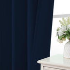 CUCRAF Navy Blue Blackout Curtains 45 inch Length 2 Panels Set, Rod Pocket Room - Image 6