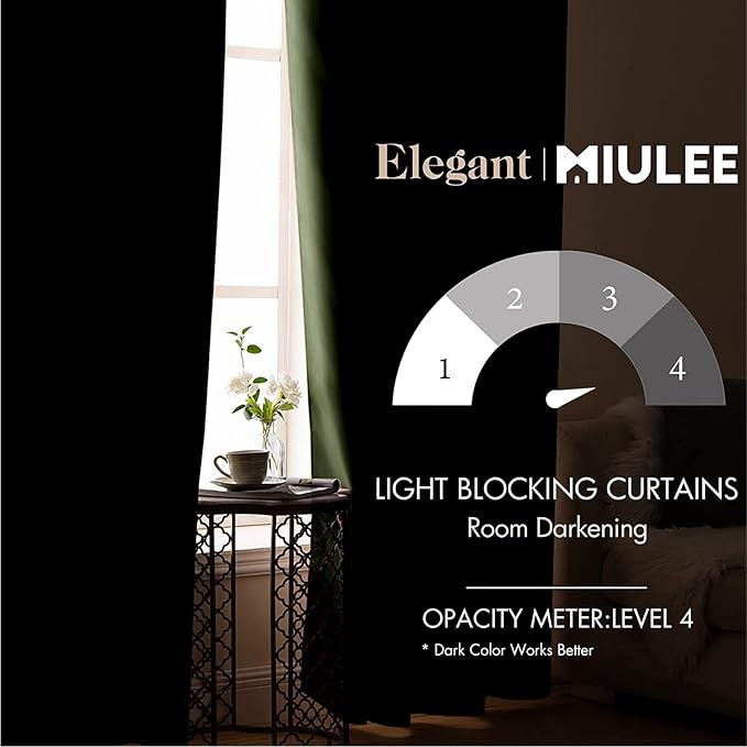 MIULEE Blackout Room Darkening Curtains Thermal Insulated Black Out Drapes - Image 2