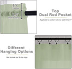Light Green Sheer Curtain for Bedroom Living Room 72 Inches Long 2 Panels Set - Image 4