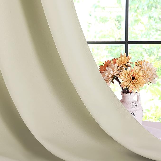 NICETOWN Blackout Beige Curtains and Drapes, W34 x L40, Window Treatment - Image 6