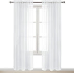 DWCN White Sheer Curtains 84 inches Long 2 Panels Set, Rod Pocket Voile Window - Image 9