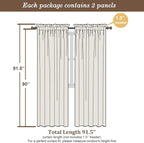 Chyhomenyc Ivory Sheer Curtains 90 Inch Length 2 Panels Set, Light Filtering - Image 4