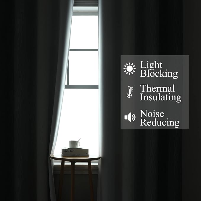 Estelar Textiler Full Room Darkening Greyish White and Grey Blackout Curtains - Image 3