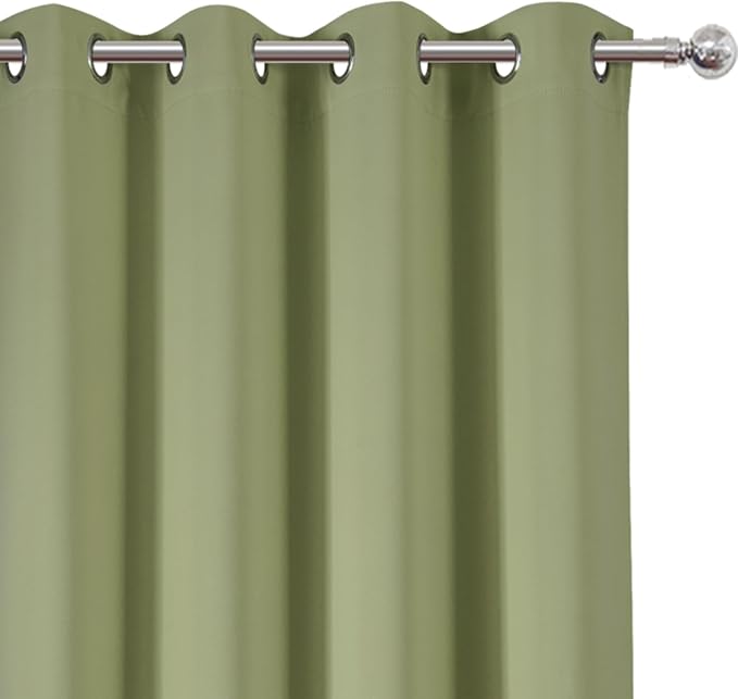 LEMOMO Blackout Curtains 66 x 72 Inch Long Sage Green Curtains Set of 2 Panels - Image 6