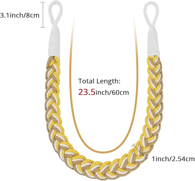 NICEEC 2 Pack Natural Cotton Rope Curtain Tiebacks Elegant Boho Style - Image 3