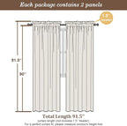 Chyhomenyc White Sheer Curtains 90 Inches Long 2 Panels, Light Filtering White - Image 2