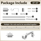 IFELS Heavy Duty Curtain Rods for Windows 28 to 48 Inch, 1 Inch Silver Curtain - Image 6