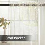 youleyar Solid Sheer Rod Pocket Curtain Voile Draperies 2 Panels White Beige - Image 4