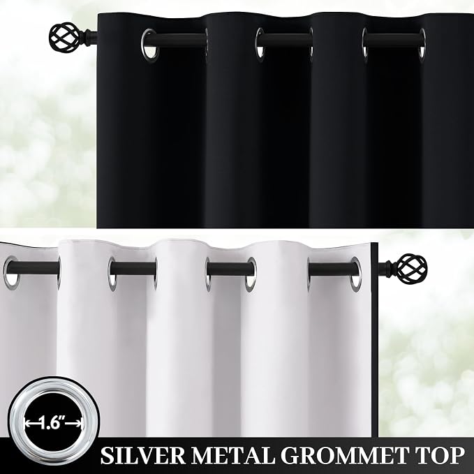 Yakamok 100% Blackout Curtain Panels 72 inches Cold and Light Blocking Drapes - Image 2