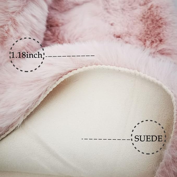 Ghouse Pink 8x10 Area Rugs Fluffy Faux Rabbit Fur Pink Fuzzy Rug Plush Shag Rugs - Image 3
