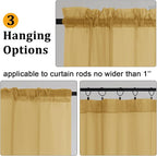 Gwine Gold Sheer Curtains 96 Inches Long 2 Panels, Elegant Window Treatments - Image 4